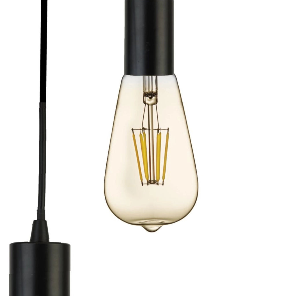 Lampadario Industrial-Nordico Squiggle Acciaio Nero 5 Luci E27