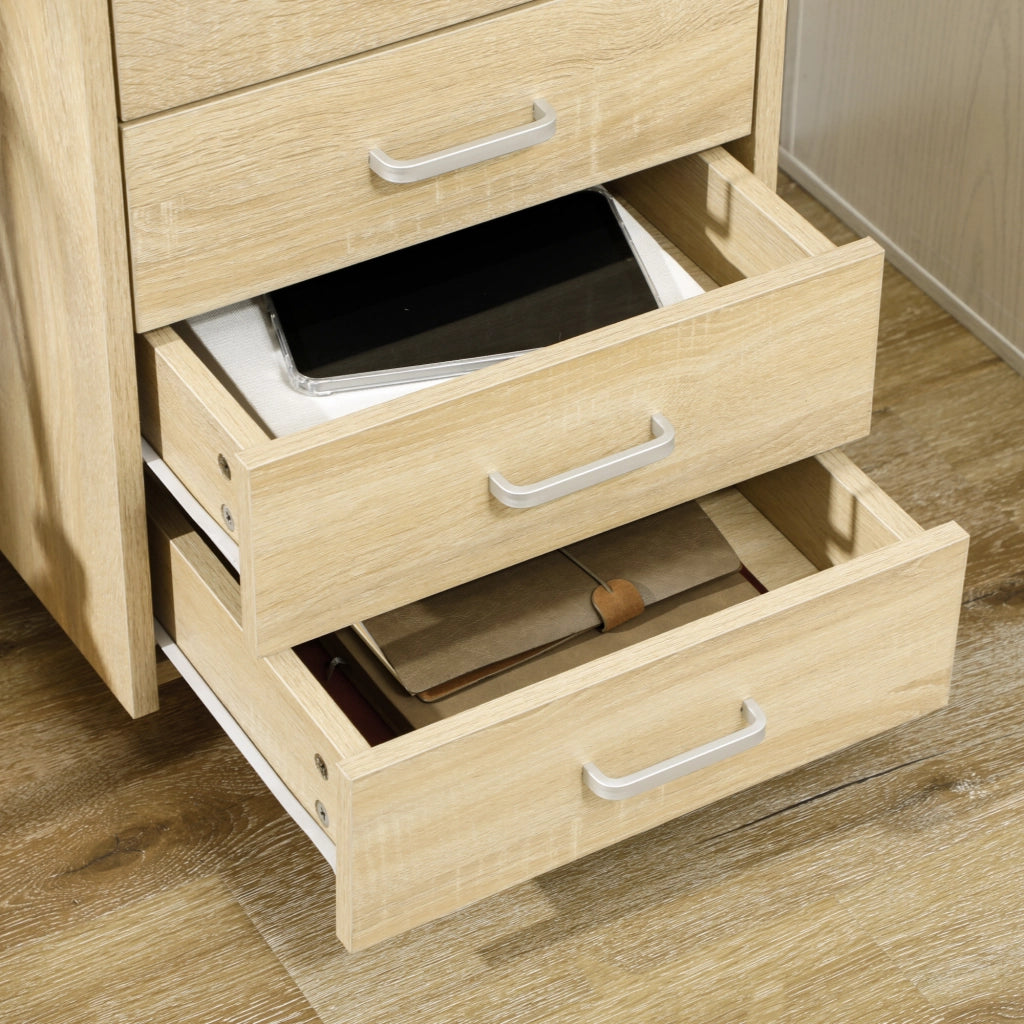 Scrivania con cassettiera ¨C zephmum ¨C Legno naturale, 4 cassetti, 40x36x65 cm
