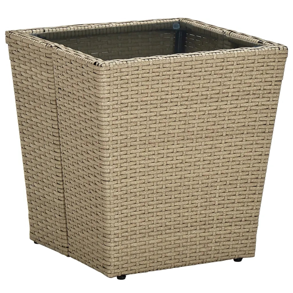 Set da BistrÃ² 3 pz con Cuscini Beige Polyrattan e Vetro