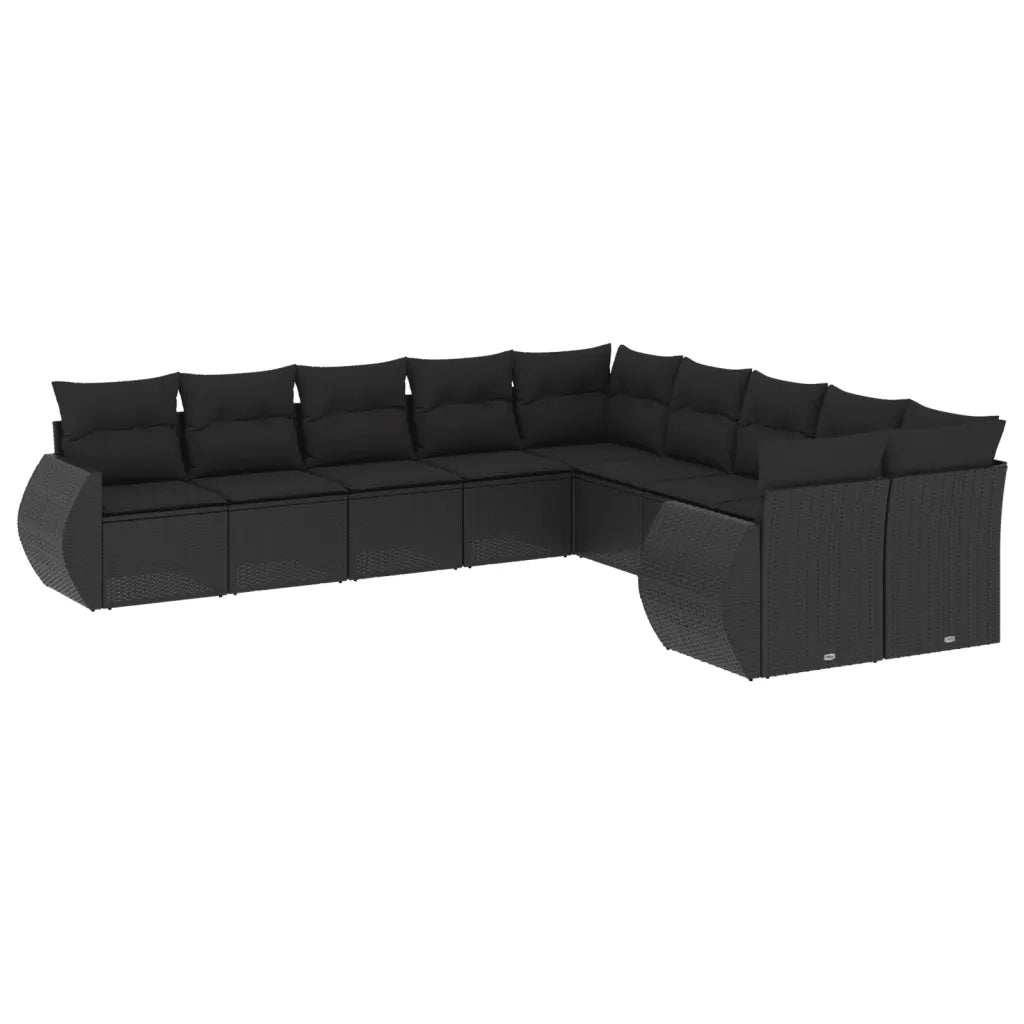 Set Divani da Giardino 10pz con Cuscini in Polyrattan Nerocod mxl 115566