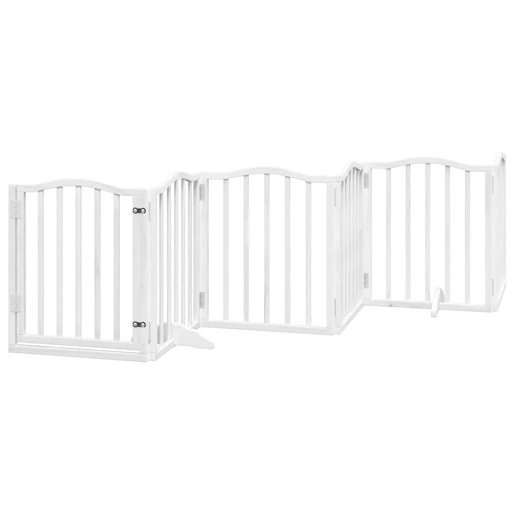 Cancello Cani Porta Pieghevole Bianco 6 Pannelli 300 cm Pioppo CFW4715607