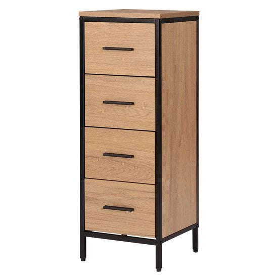 Arredobagno - Armadio per bagno - Armadio - Scrittoio - Resistente all'umidità - Marrone/nero - 4 ante