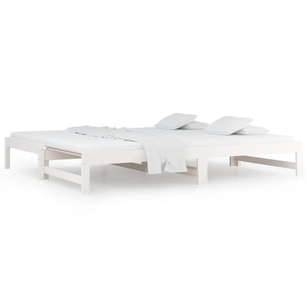 Letto singolo | Letto per adulti | Dormeuse Estraibile Bianca 2x(90x190) cm Legno Massello di Pino
