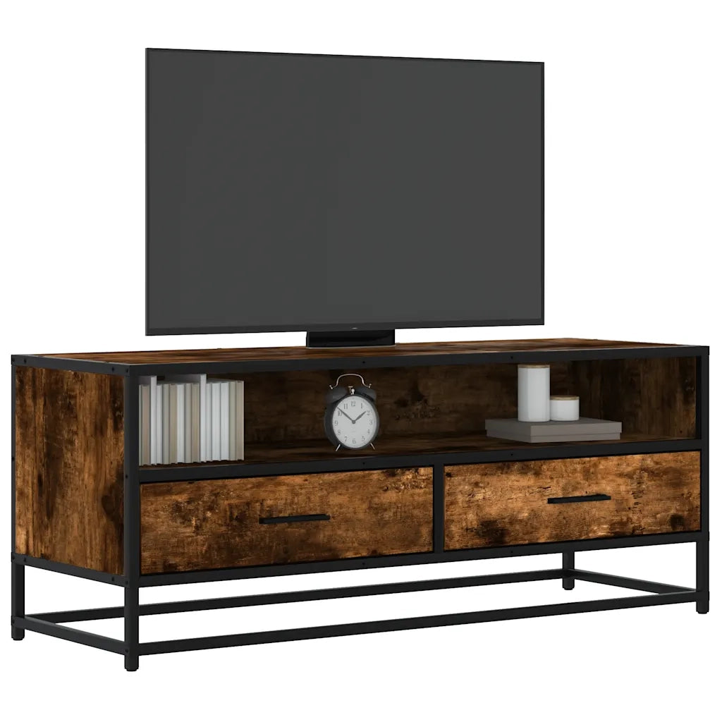 Mobile TV Rovere Fumo 100x34,5x40cm Legno Multistrato e Metallo