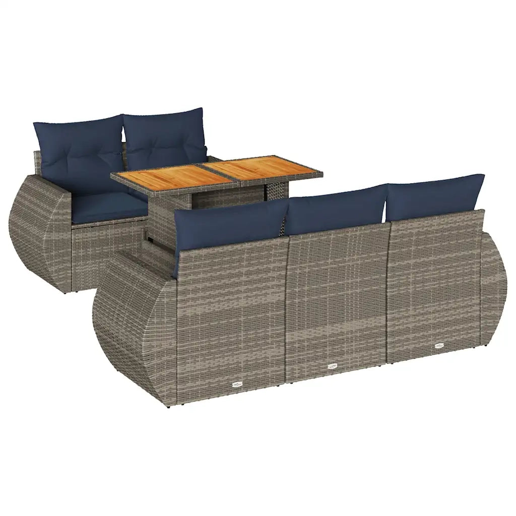 Set Divano da Giardino 6 pz con Cuscini Grigio in Polyrattan 3327218