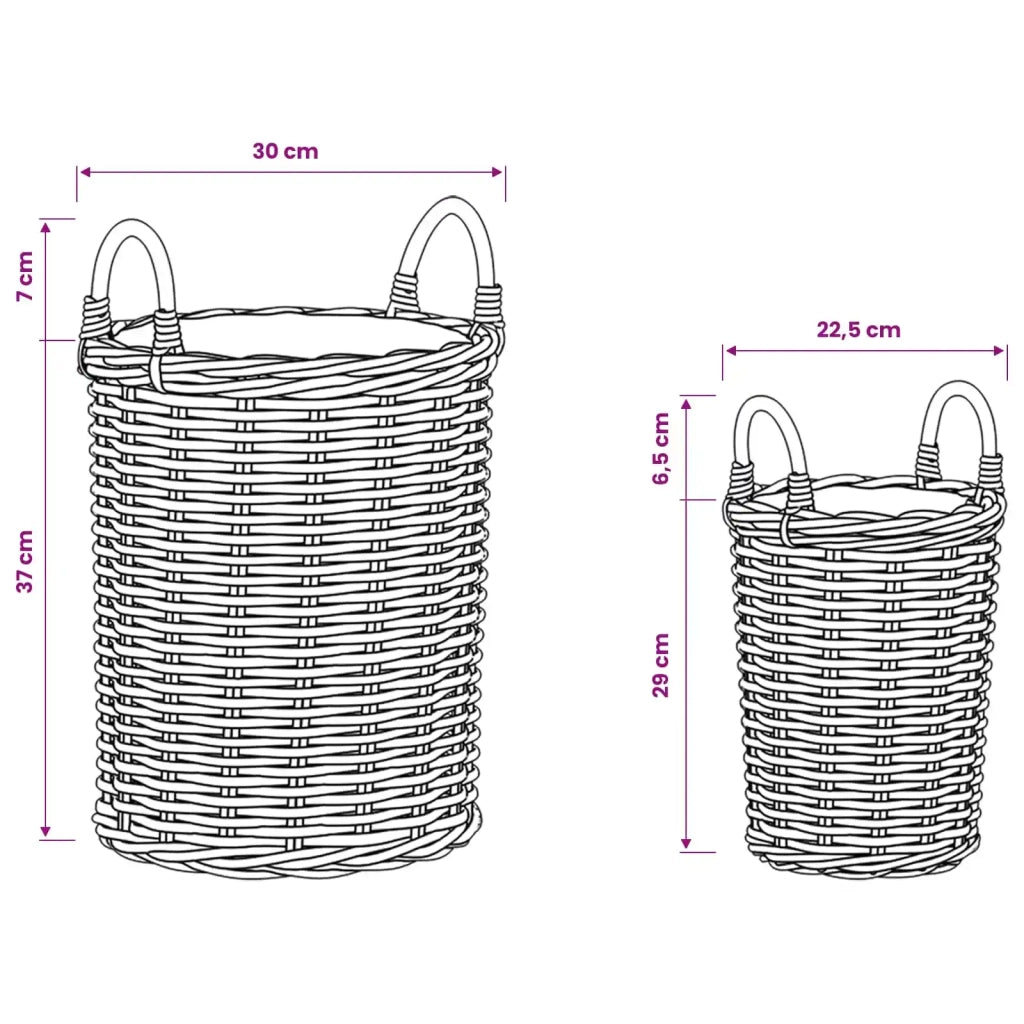 Cesto per Piante con archiviazione 2 pcs Marrone Rattan Kubu 42020958