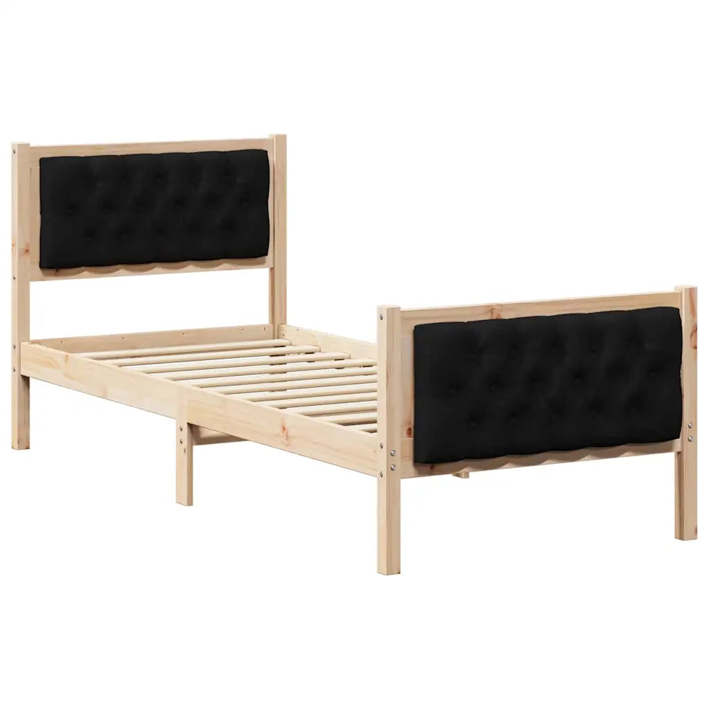 Struttura del letto con testiera Nero 80 x 200 cm Pino massello 878431