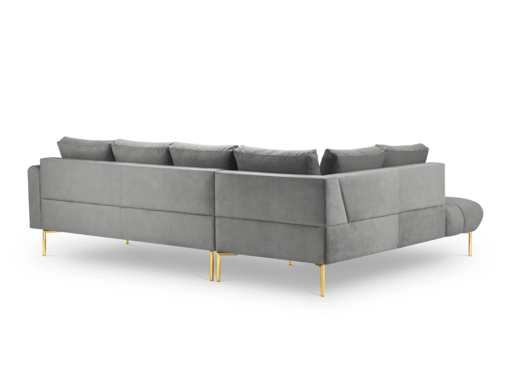 Cosmopolitan Design - Divano angolare sinistro "Hastings" 5 posti in velluto grigio 