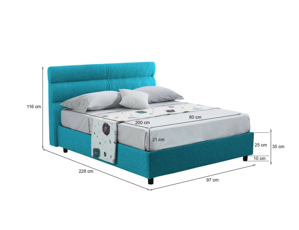 Adalpina, Letto Singolo Materasso Incluso Made in Italy, Azzurro