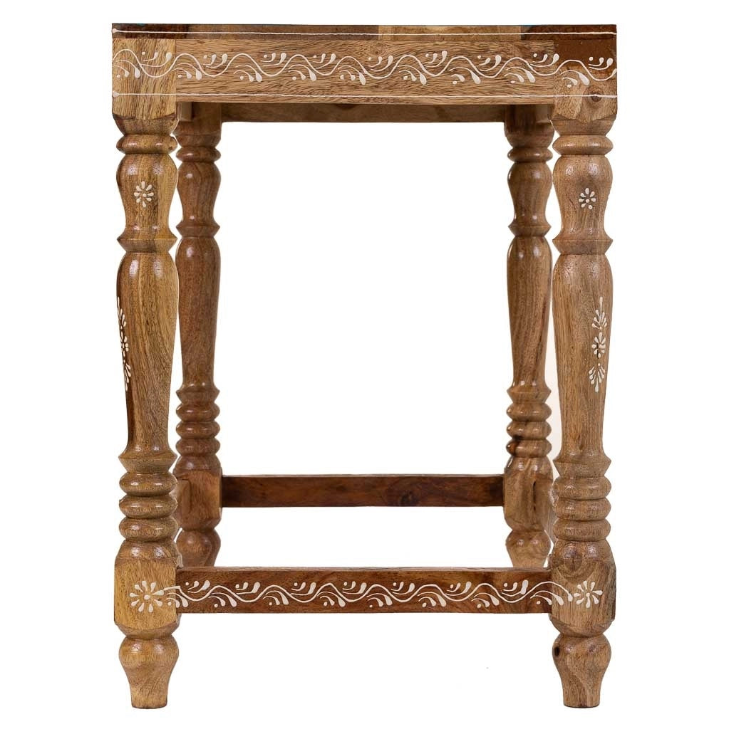 Tavolino in legno dipinto a mano marrone 48x33x46h