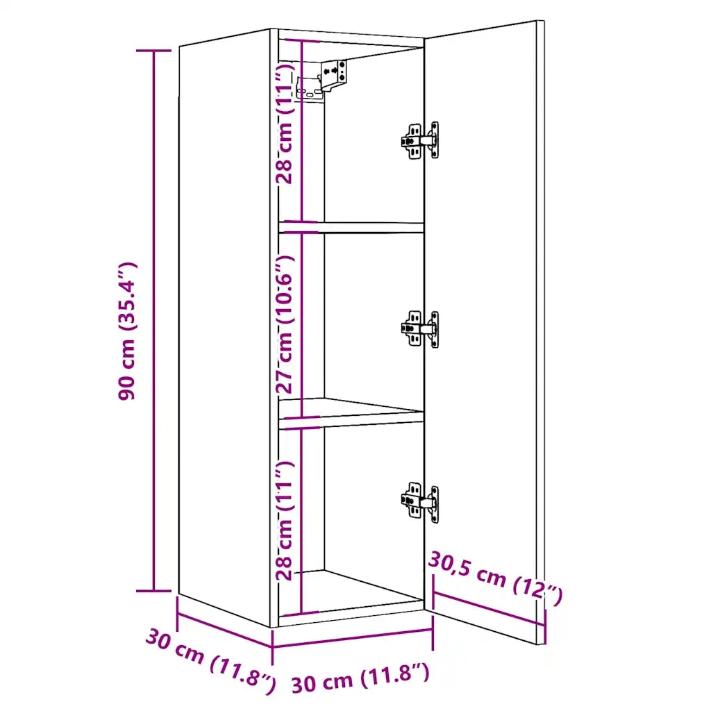 Mobile TV Rovere Artigianale 30,5x30x90 cm in Legno Multistrato