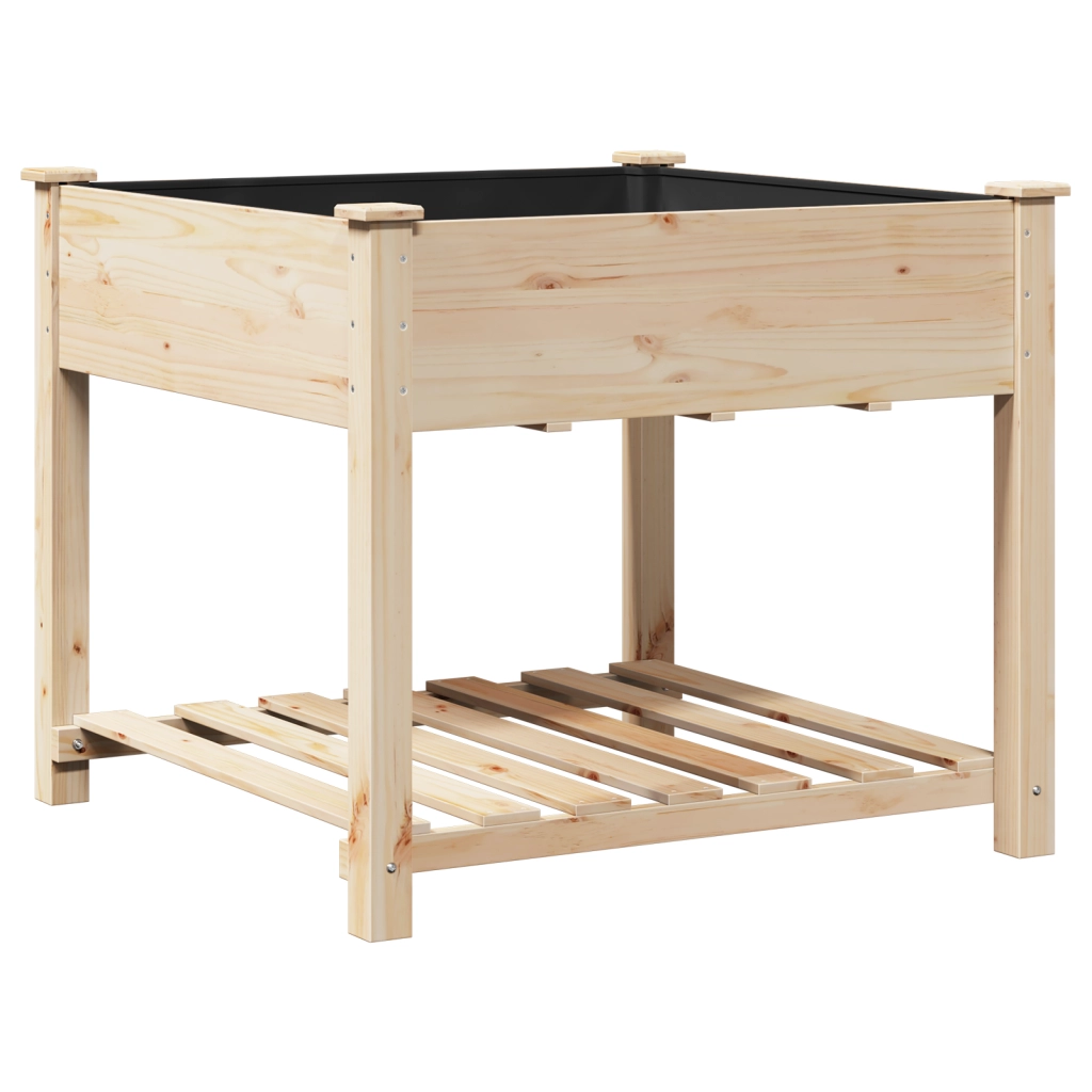 Vaso da giardino  con ripiano 90x90x76 cm in legno massello di abete