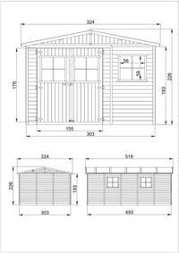 TIMBELA M337 Casa da giardino in legno naturale A226x516x324 cm/15 m²