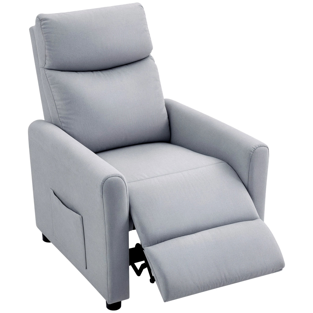 Poltrona Relax Reclinabile 145¡ã ¨C Xylo ¨C Tessuto Effetto Lino Grigio Chiaro 73x86x100 cm