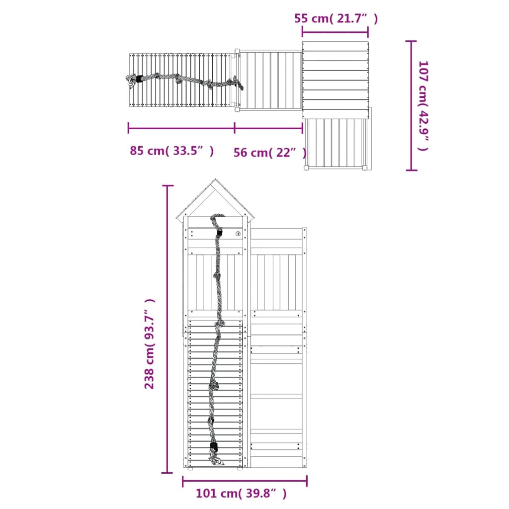Casetta con parete da arrampicata 107 x 196 x 238 cm Legno massello Douglas 02_0004761