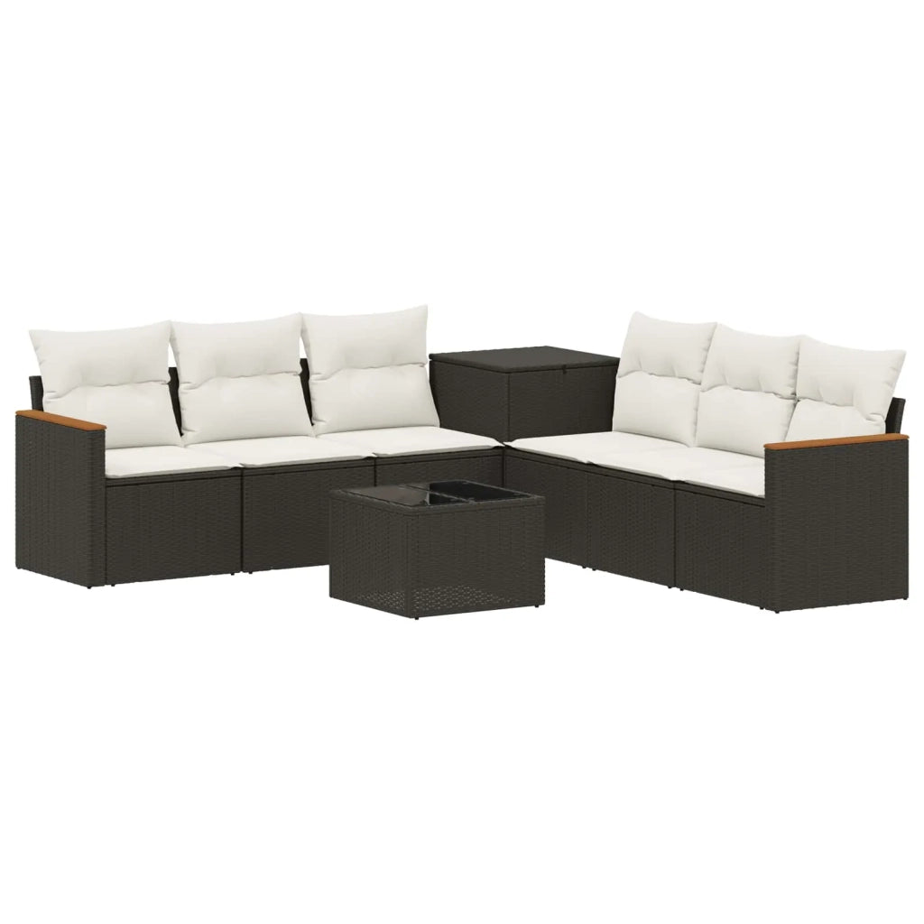 Set di divani 8 pz Nero e Bianco Crema 3448531