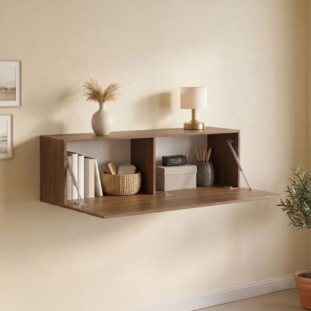 Laghetto, Mobile Pensile Modulabile, 150x40h cm Marrone Noce