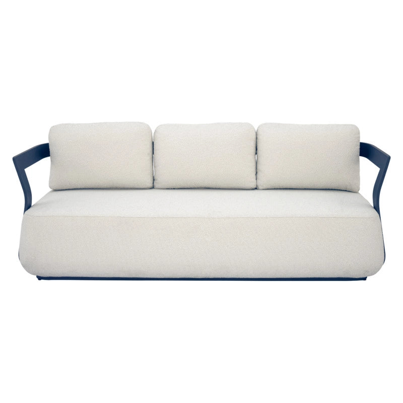 Salotto Monaco Alluminio Blu Cuscini Alti Bianchi Moia