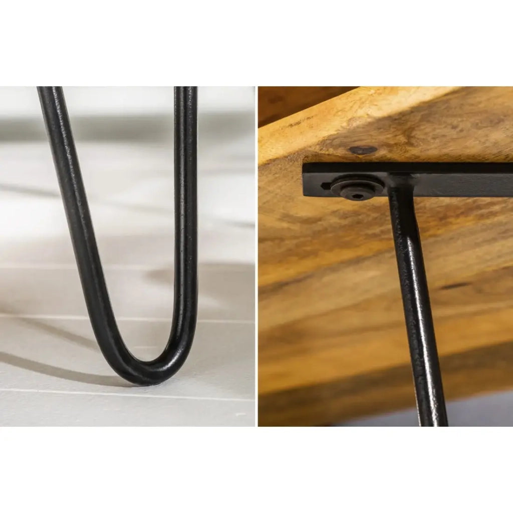 Tavolino SILVA 100 cm in legno di mango massiccio e metallo nero – 2 vani