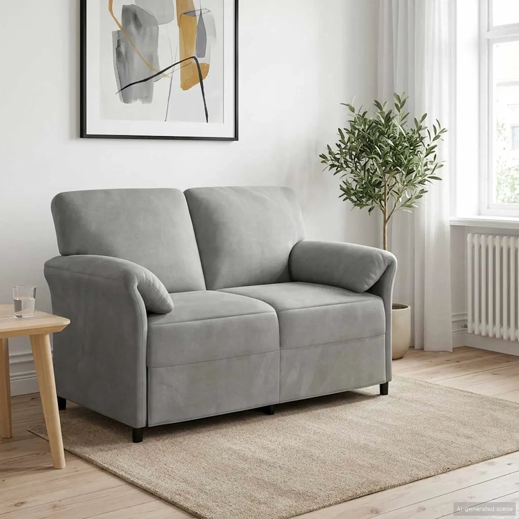 Divano | Divano da soggiorno | Sofa a 2 Posti Grigio Chiaro 138 x 83 x 95 cm Velluto