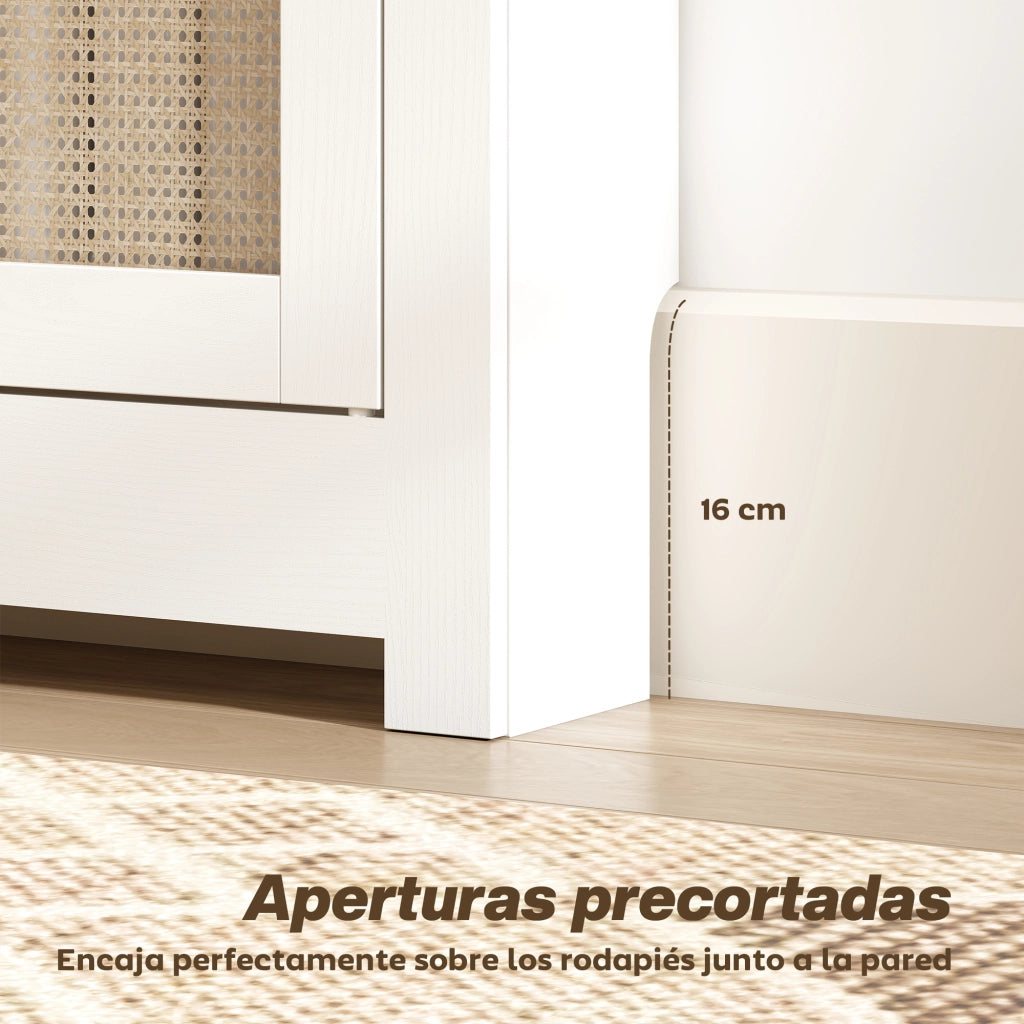 Cubre Radiatori con Porte Battenti e Ratanio 2 Scomparti ¨C Minimal ¨C Bianco