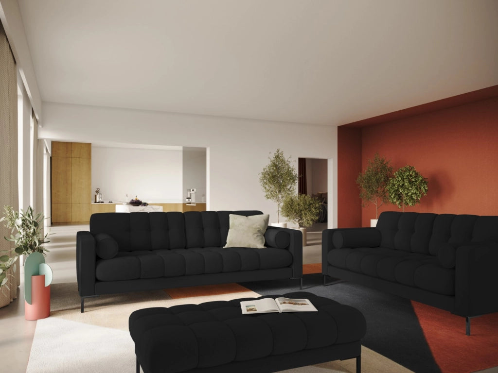 Cosmopolitan Design - Divano "Bali" 4 posti in tessuto strutturato nero 
