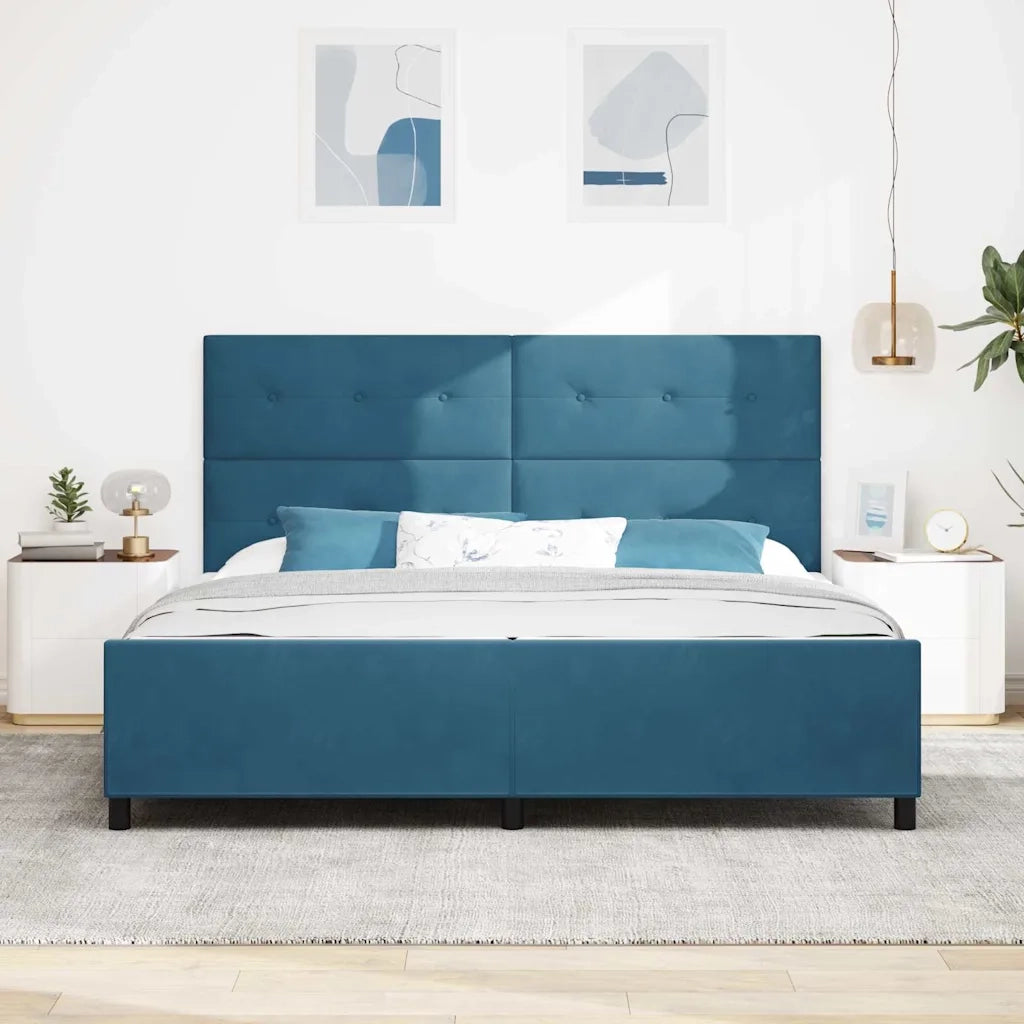 Letto a molle con testiera Blu Scuro 200 x 200 cm Velluto 3344967
