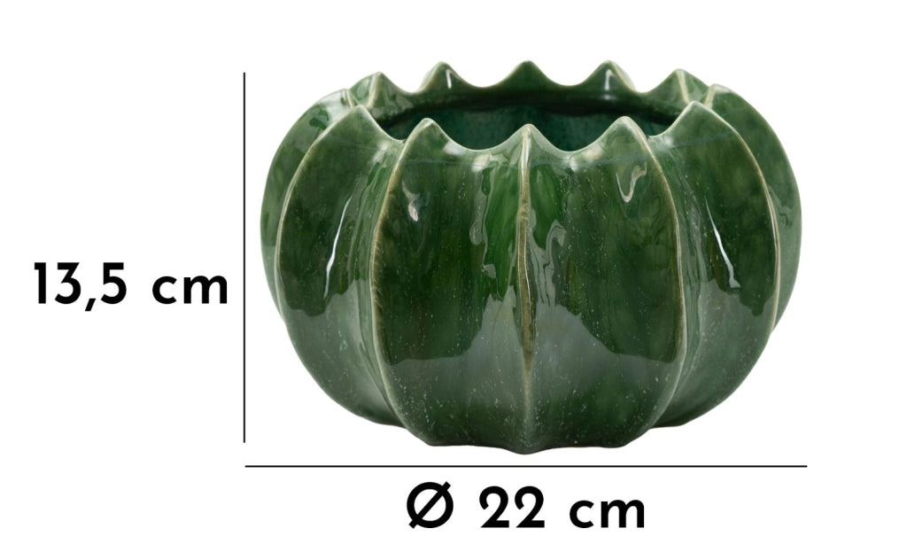 Cachepot Cactus Ø22x13,5 cm in Ceramica Verde