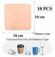 Set di sottopiani in legno di betulla da 10 sottopiani in legno di betulla per bicchieri per bevande caffè tè sottopiani placemats sottopiano riciclabile 10 pezzi 10x10cm