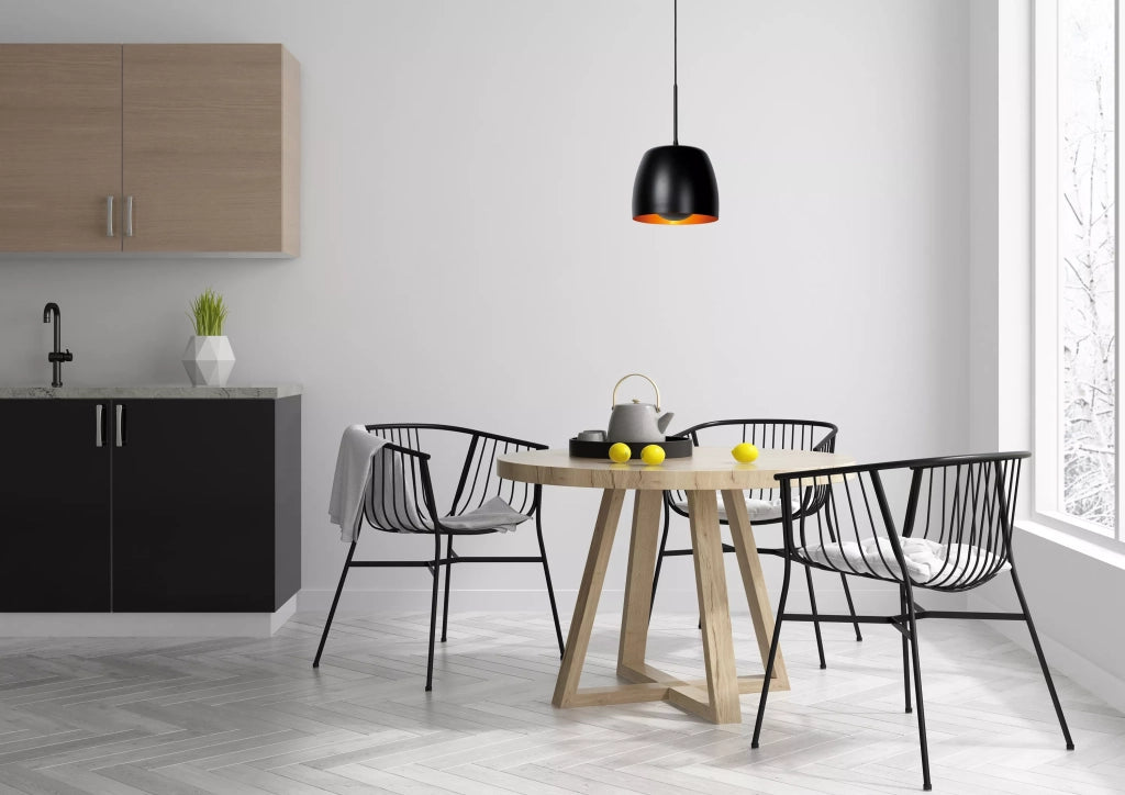 Lampada a sospensione loft nera interno oro Nolan E27 Lucide