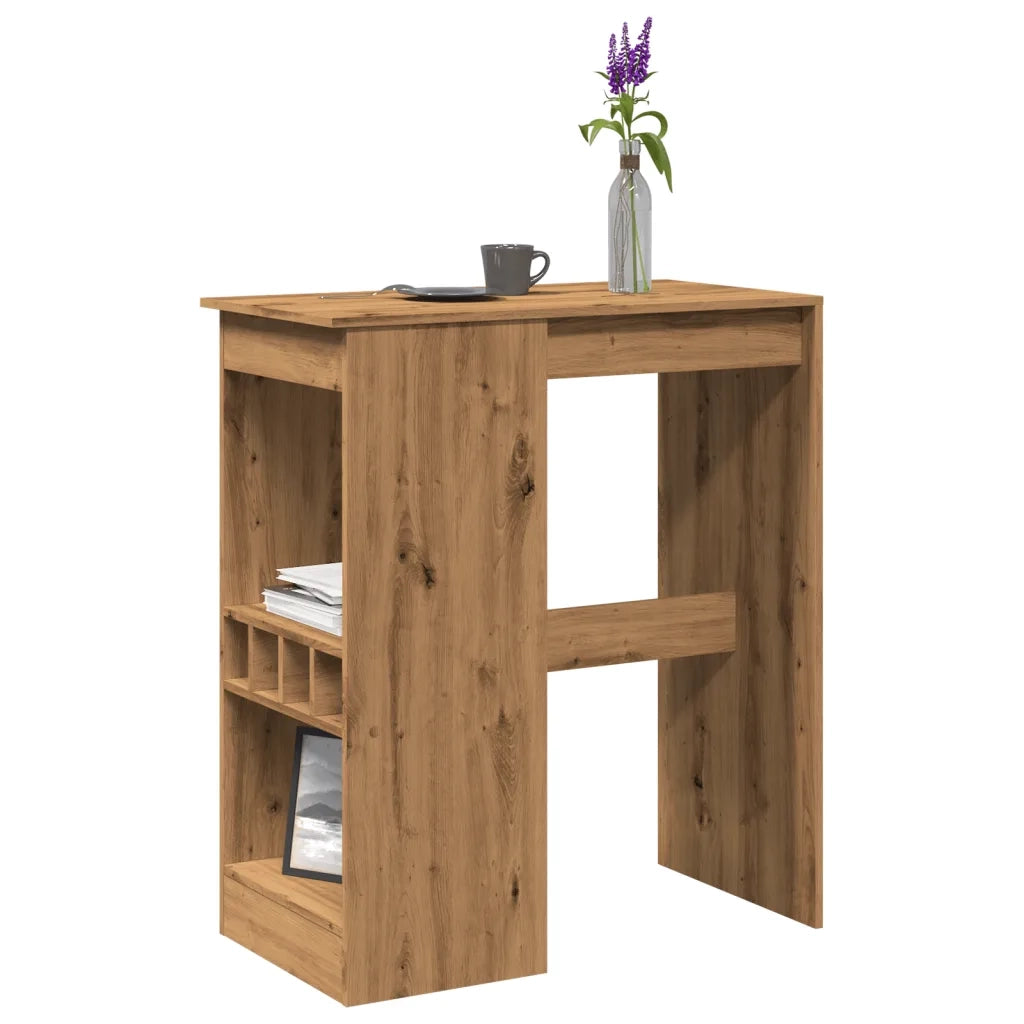 Tavolo Bar con Rastrelliera Rovere 90x47,5x103,5 cm Multistrato 854345