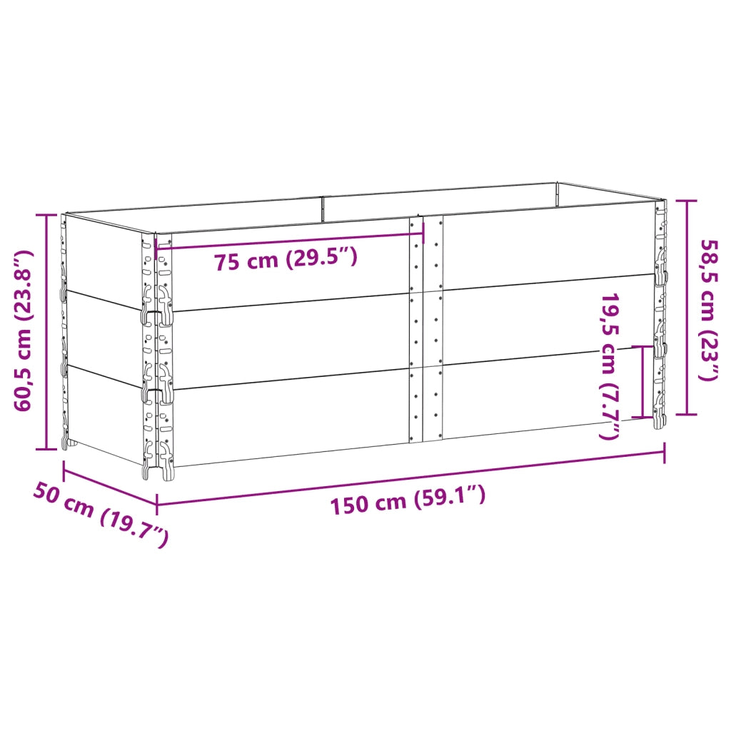 Fioriera | Cassetta per fiori | Vaso da Giardino Grigia 150x50 cm Legno Massello di Pino