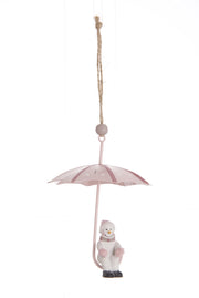 Pendaglio pois ombrello con babbo natale rosa chiaro