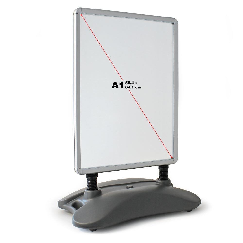 Cavalletto pubblicitario antivento bifacciale con serbatoio dell’acqua, Espositore pubblicità