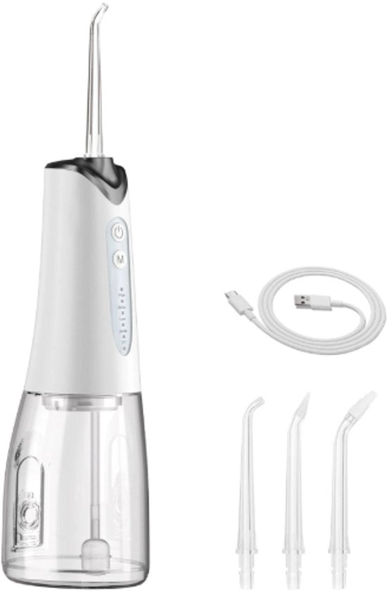 Draagbare waterflosser multifunzione per uso domestico - Pulizia orale ad alta frequenza con impulsi - Bianco