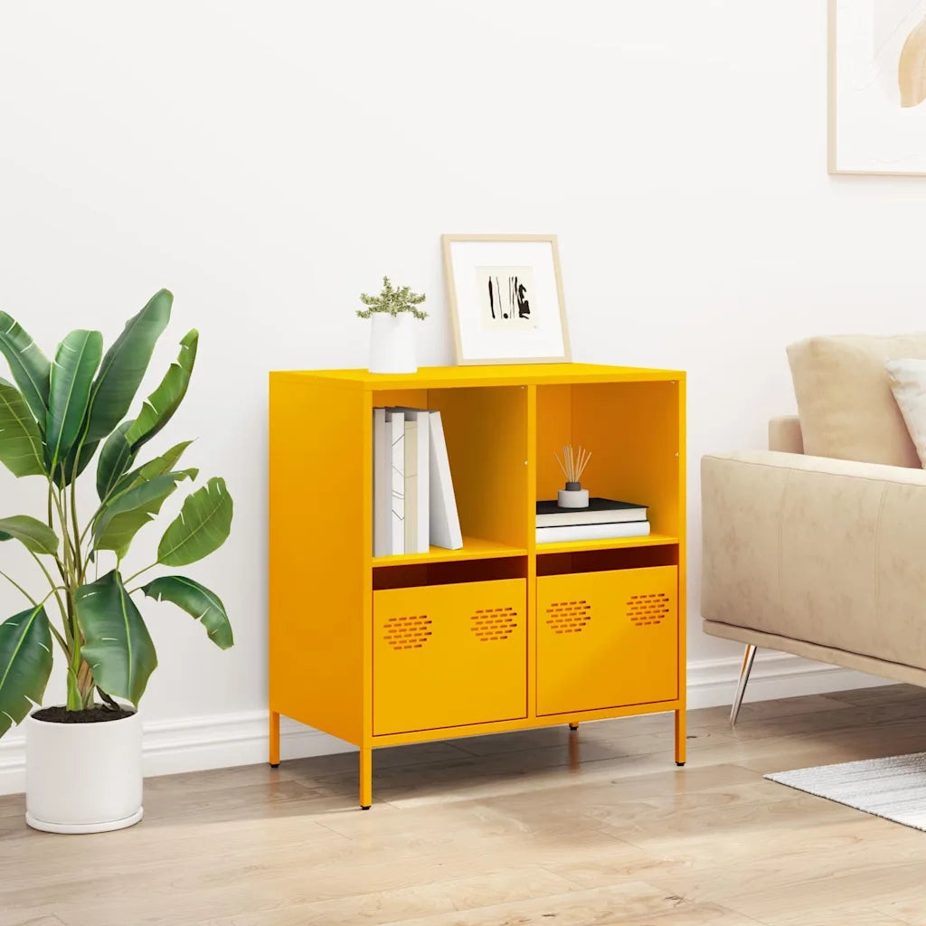 Credenza Giallo Senape 68x39x73,5 cm Acciaio Laminato a Freddo 851361