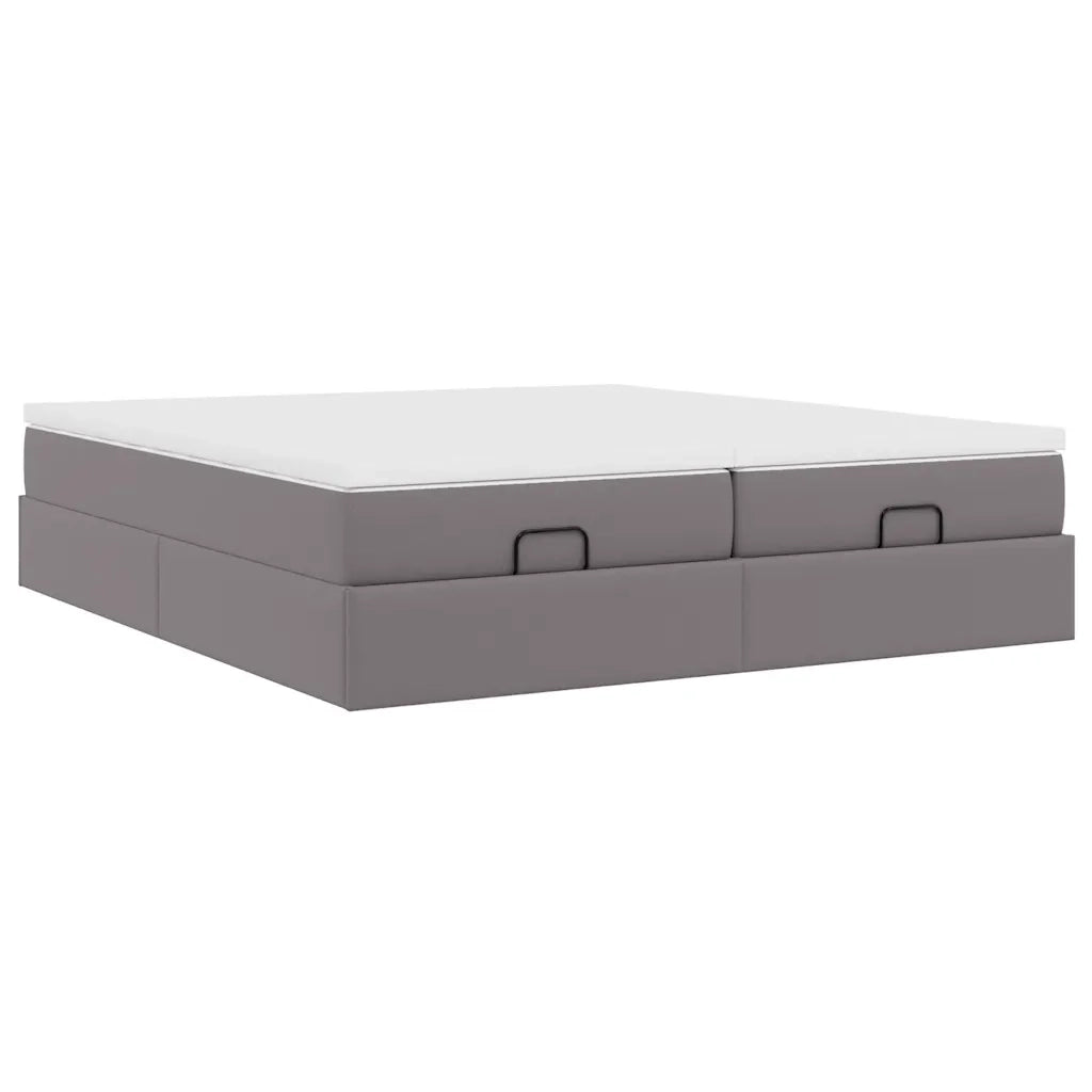 vidaXL Struttura Letto Pouf con Materassi Grigio 160x200 cm Similpelle