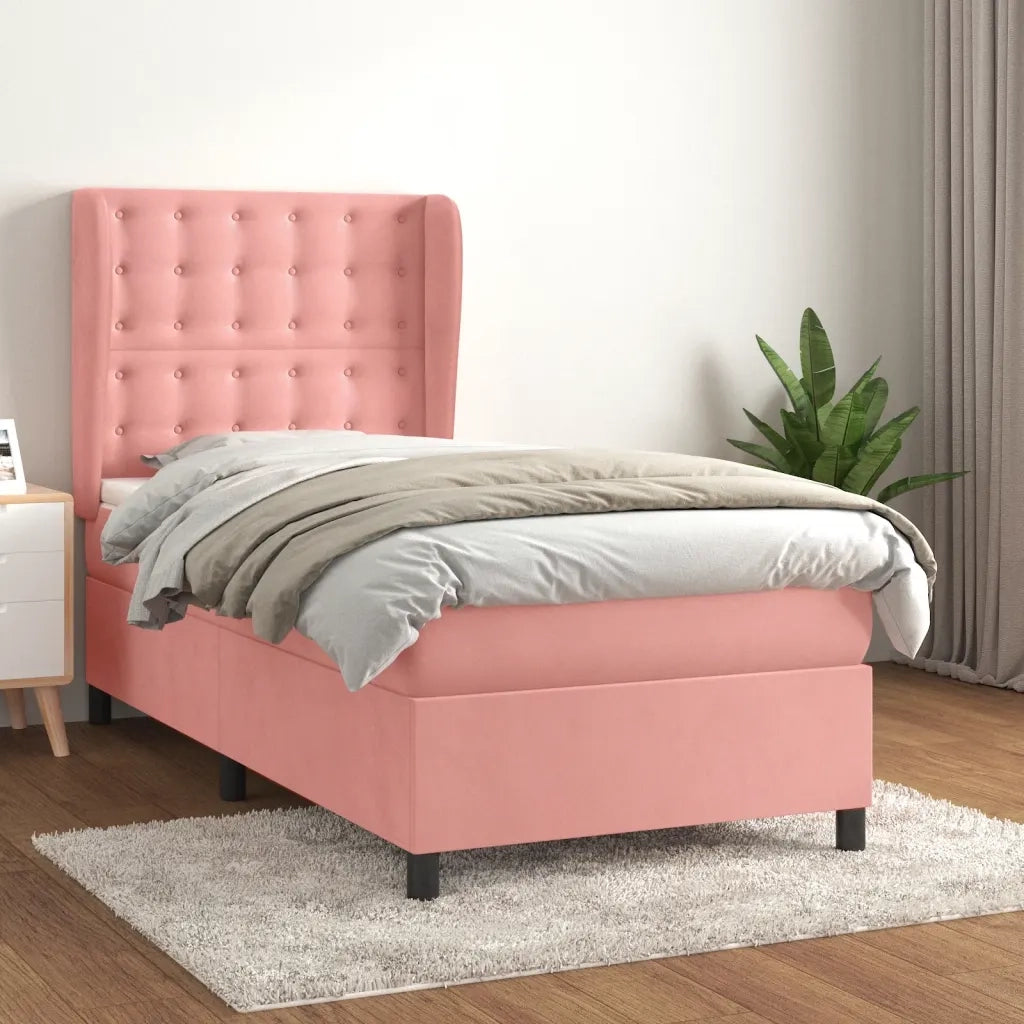 Giroletto a Molle con Materasso Rosa 80x200 cm in Velluto 3129422