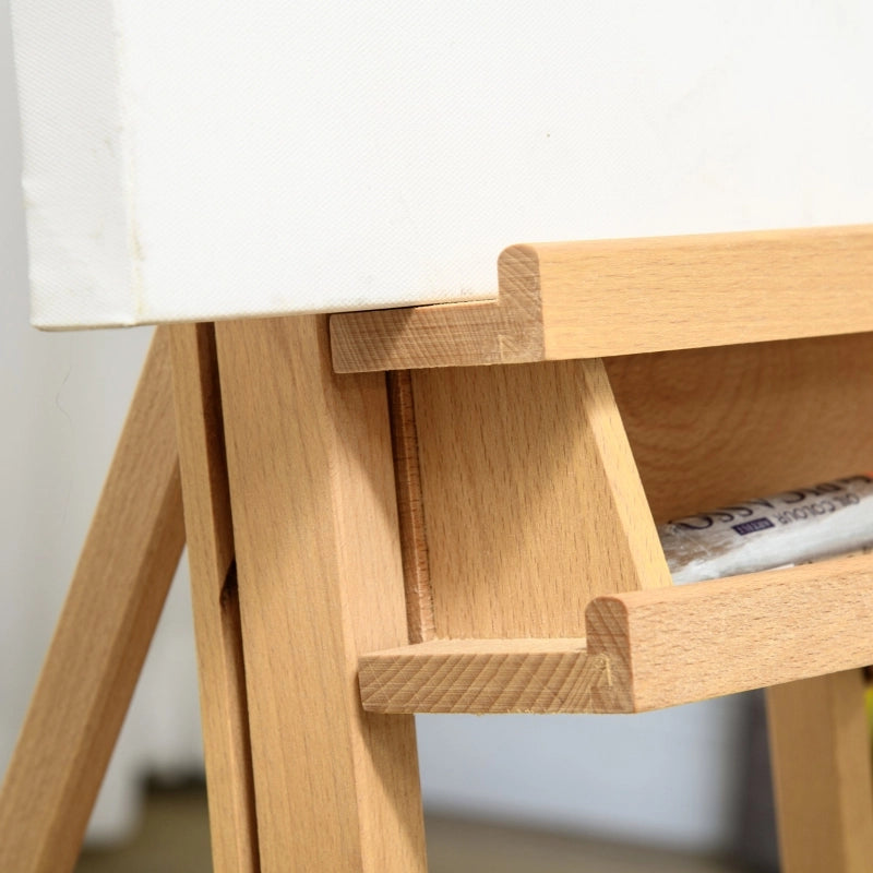 Cavalletto per artisti in legno di faggio, regolabile in altezza, con 4 ruote, colore naturale