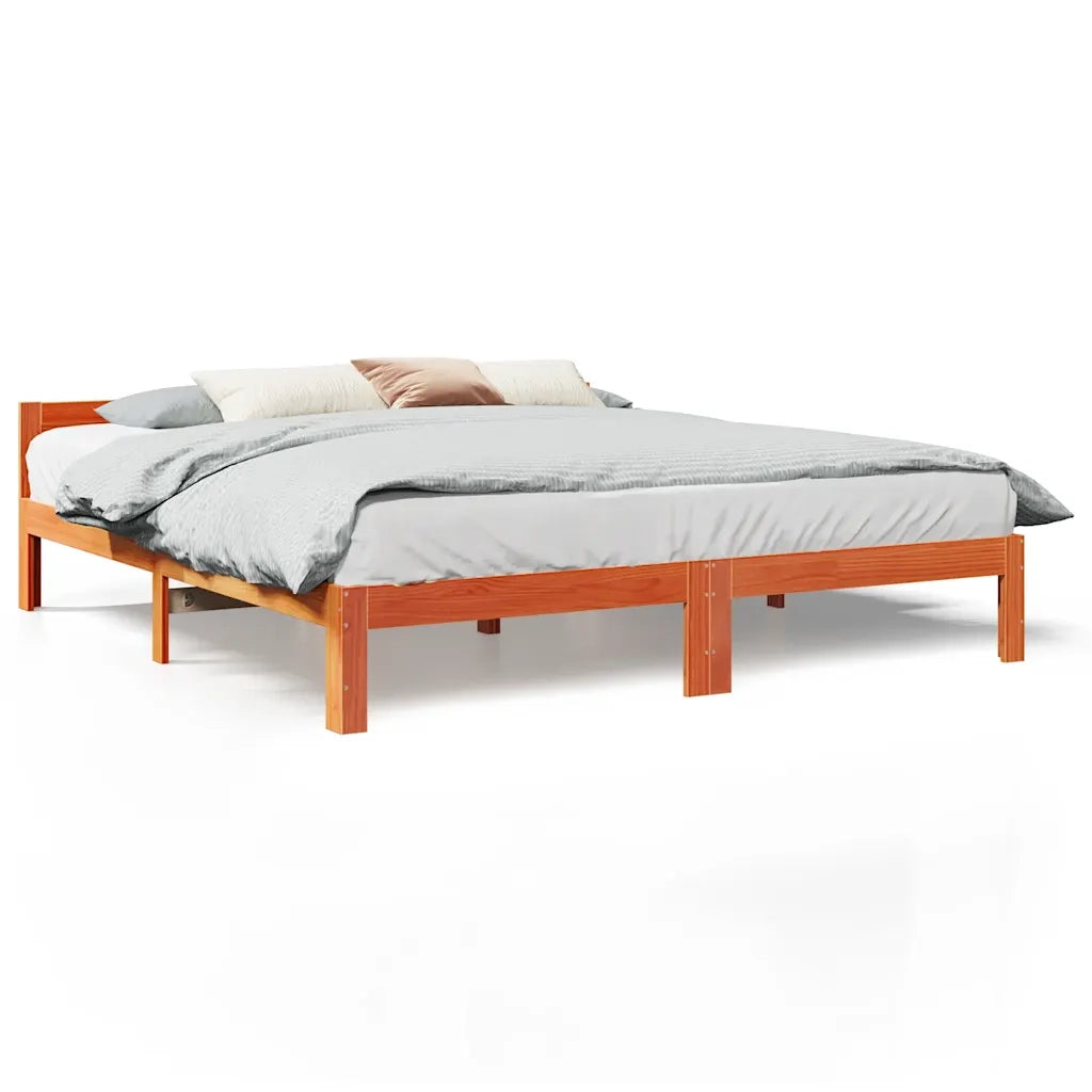 Giroletto senza Materasso Marrone Cera 160x200 cm Legno di Pino 859231
