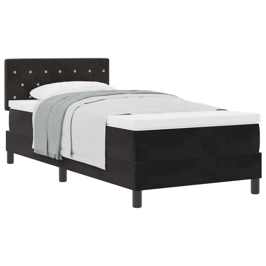 Letto singolo | Letto per adulti | Letto a molle con materasso Nero 100 x 200 cm Velluto