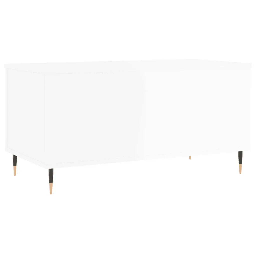 Tavolino Salotto Bianco Lucido 90x44,5x45 cm Legno Multistrato