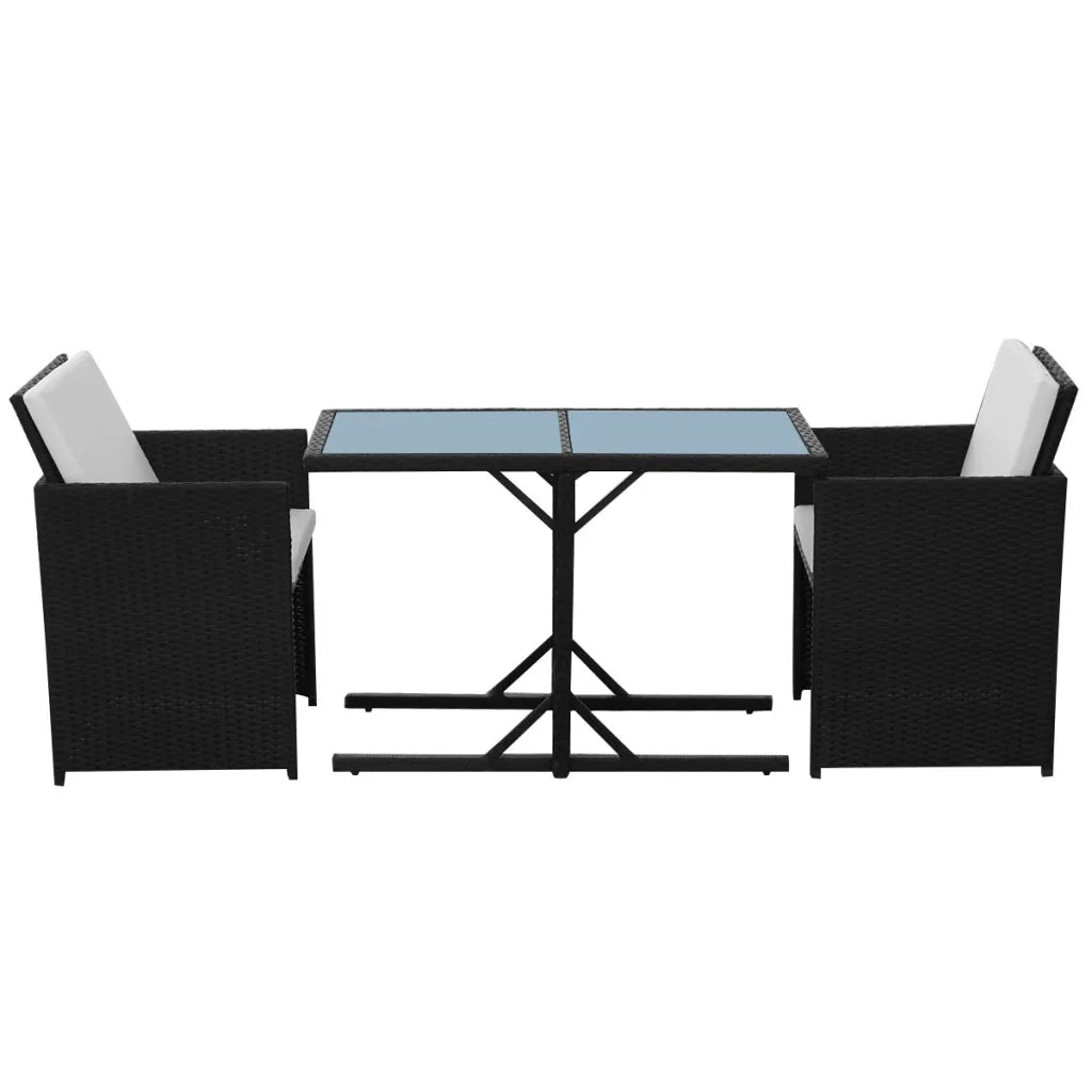 Set da Bistrot 3 pz con Cuscini in Polyrattan Nero cod mxl 40080