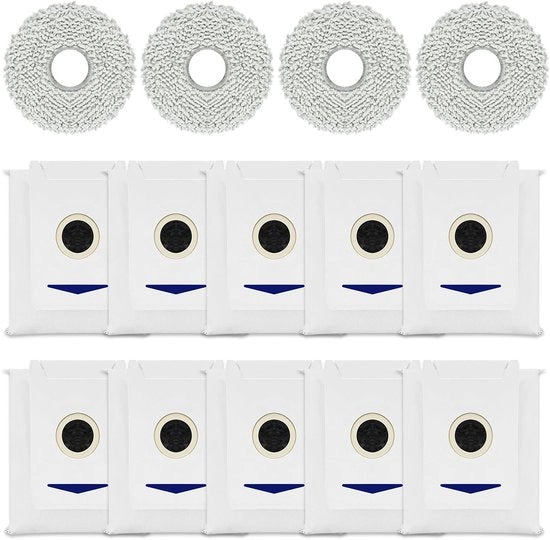 Set di accessori 14 pezzi - Sacchi per aspirapolvere 10 pezzi - Asciugamani per pulizia 4 pezzi - Adatto per Ecovacs Deebot T30 Omni/T30 Pro Omni - Riciclabile e lavabile - Eccellente assorbimento dell'acqua - Accessori per aspirapolvere