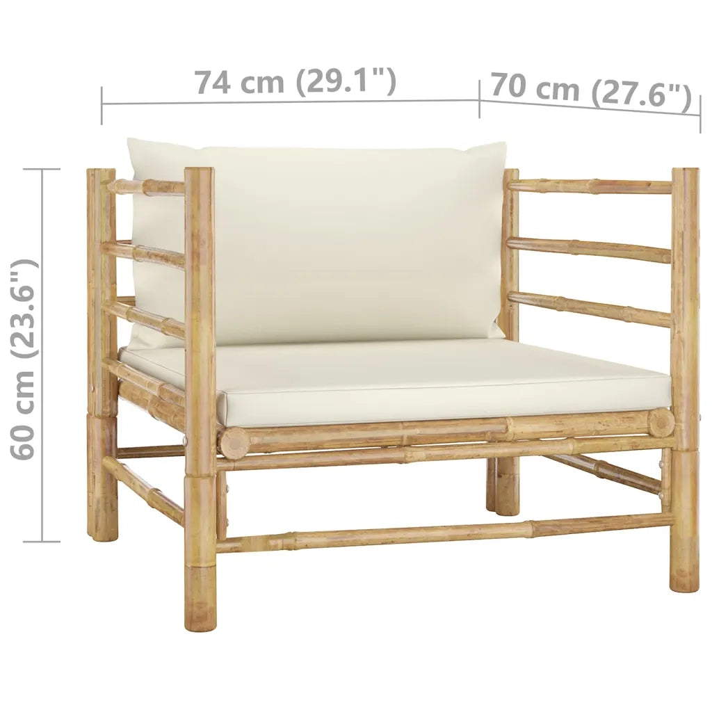 Set Divani da Giardino 5 pz con Cuscini Bianco Crema in BambÃ¹ cod mxl 51599