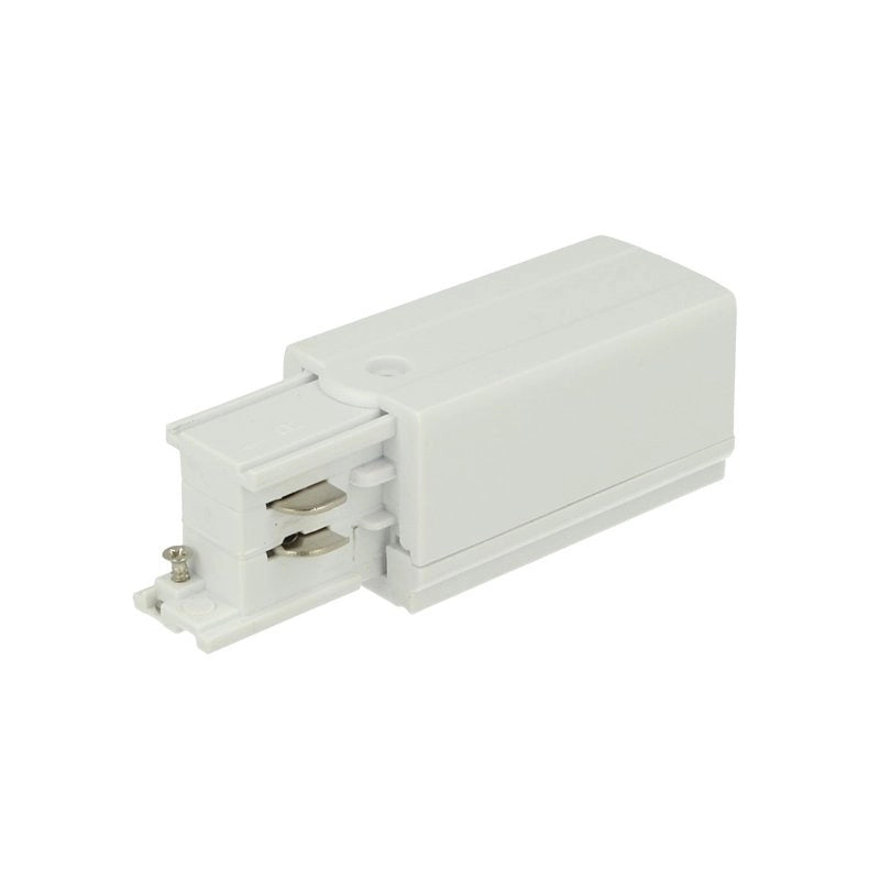 Sistema Illuminazione Binario Trifase Bianco, Binario Connettori Giunti Accessori (Alimentazione Destra+Terminale)
