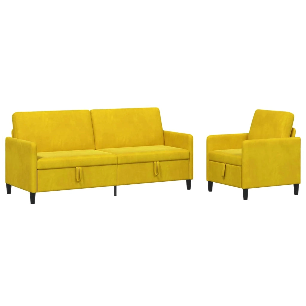 Set di Divani con Storage 2 pz Giallo Poliestere 3429253