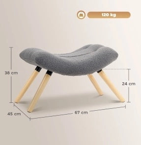 Pouf poggiapiedi in poliestere grigio scuro