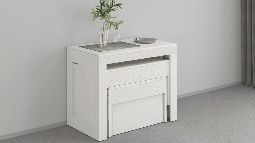 Set 2 Panche Allungabili 66/290x25x45 cm Pratika Singola A e B Larice Bianco