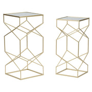 Set di Tavolini VKH565, Oro, Metallo, 31,5x31,5x68 cm